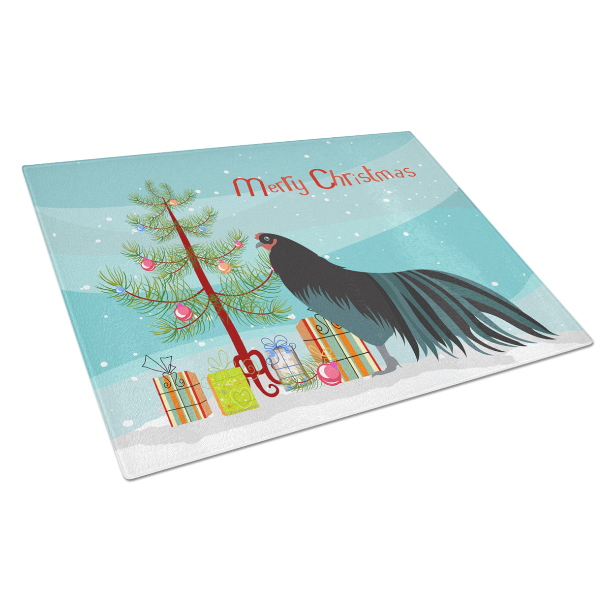 Sumatra Chicken Christmas Glass Cutting Board Large