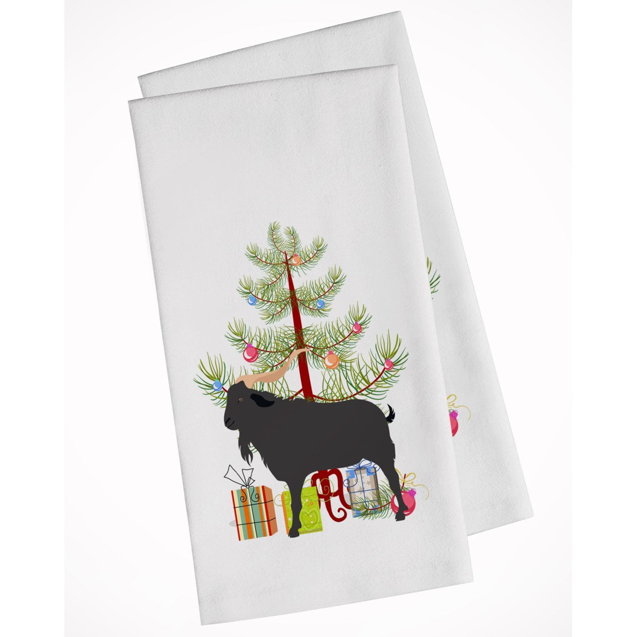 Carolines Treasures BB9249WTKT Verata Goat Christmas White Kitchen Towel Set of 2 Dish Towels Teal 19 X 25" multicolor