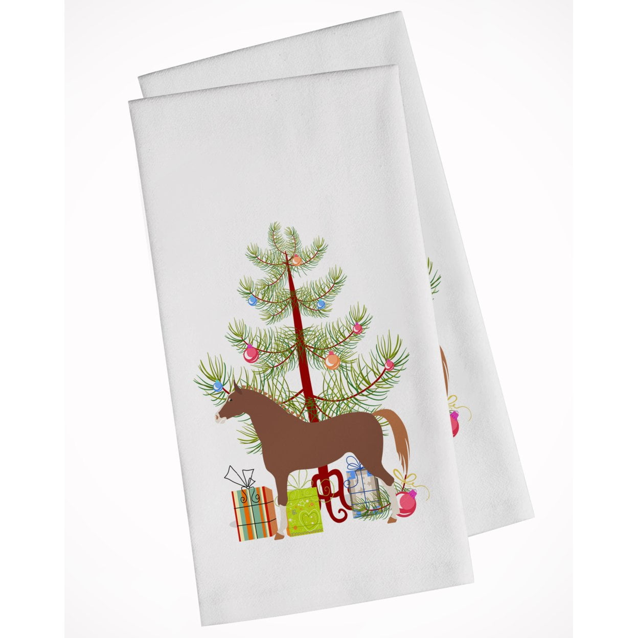 Carolines Treasures BB9276WTKT Hannoverian Horse Christmas White Kitchen Towel Set of 2 Dish Towels Teal 19 X 25"