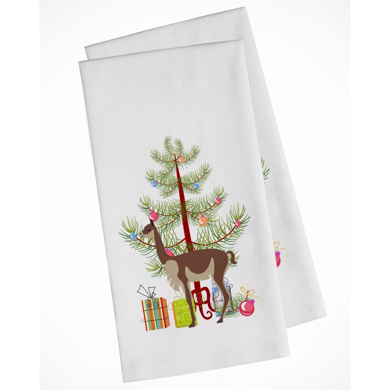 Carolines Treasures BB9284WTKT Vicugna or Vicuna Christmas White Kitchen Towel Set of 2 Dish Towels Teal 19 X 25"