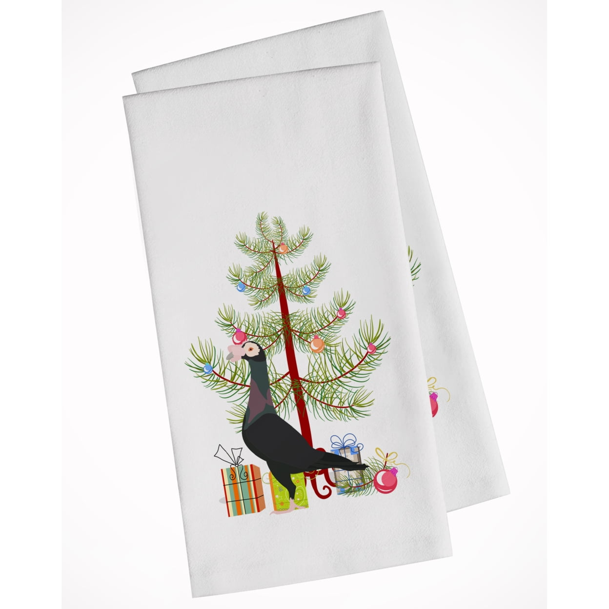 Carolines Treasures BB9312WTKT English Carrier Pigeon Christmas White Kitchen Towel Set of 2 Dish Towels Teal 19 X 25"
