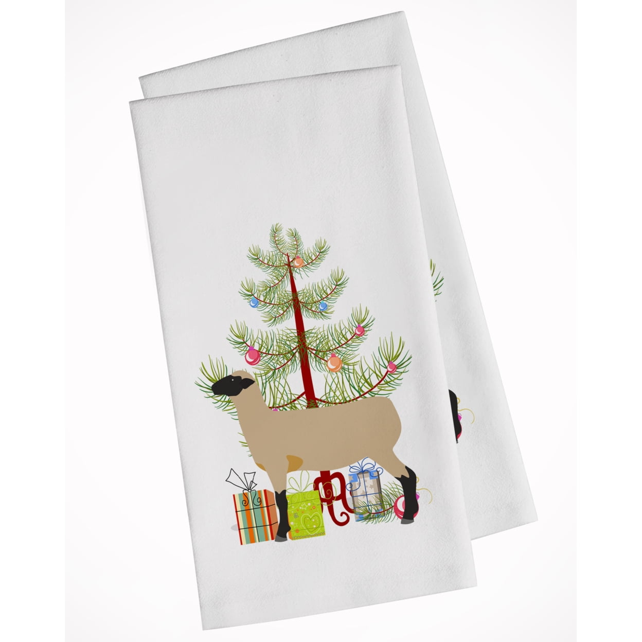 Carolines Treasures BB9343WTKT Hampshire Down Sheep Christmas White Kitchen Towel Set of 2 Dish Towels Teal 19 X 25"