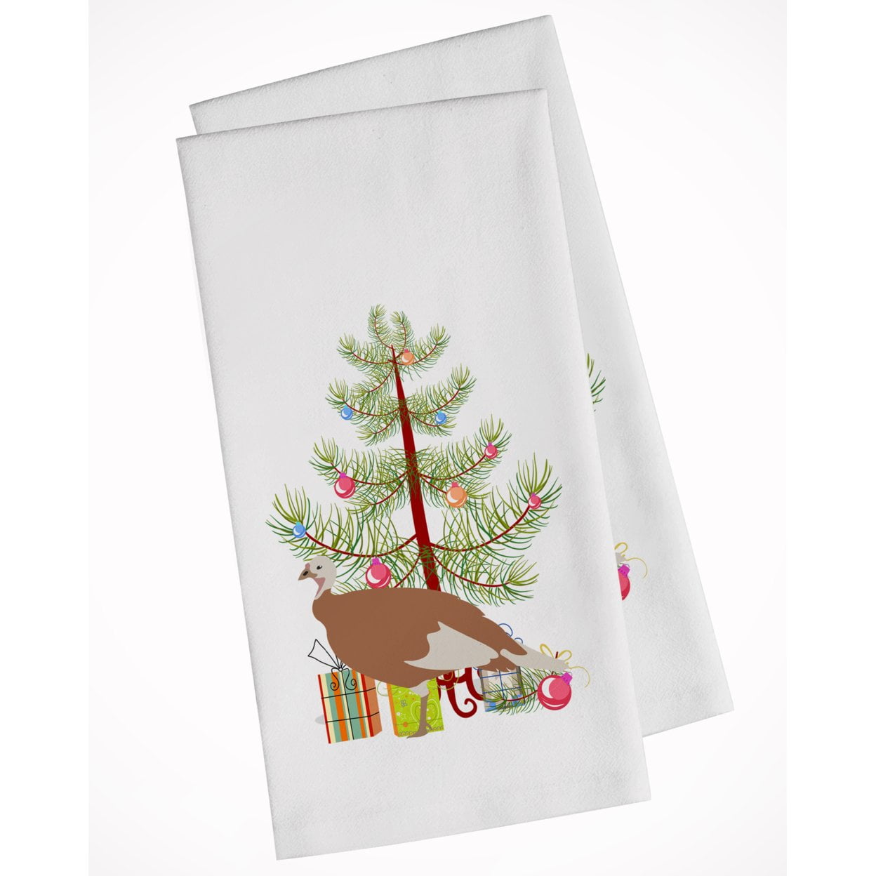Carolines Treasures BB9351WTKT Jersey Buff Turkey Hen Christmas White Kitchen Towel Set of 2 Dish Towels Teal 19 X 25"