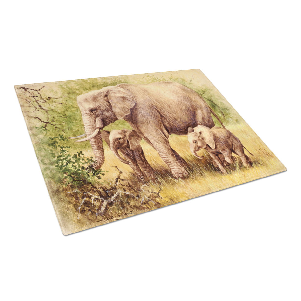Carolines Treasures BDBA0112LCB Elephants by Daphne Baxter Glass Cutting Board Large, 12H x 16W, multicolor
