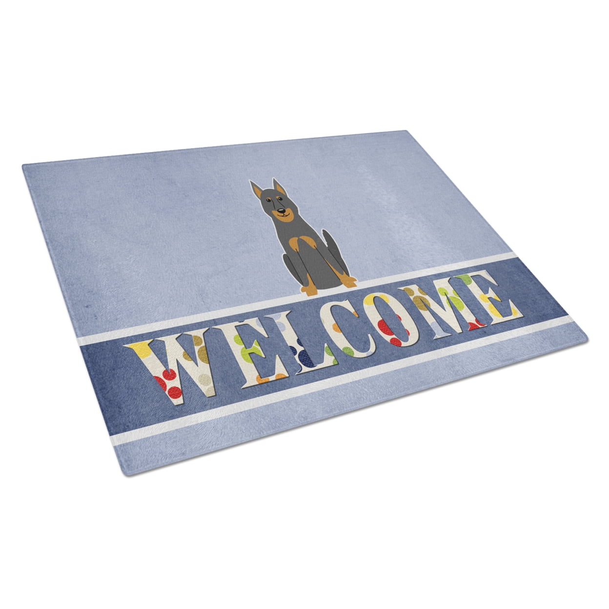 Beauce Shepherd Dog Welcome Glass Cutting Board Large