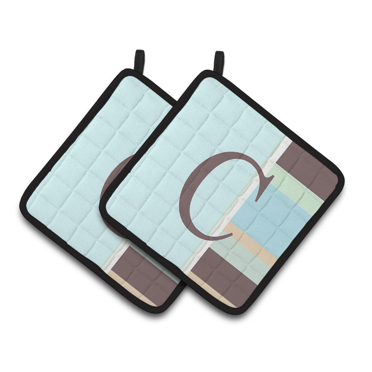 Carolines Treasures CJ1003-CPTHD Letter C Initial Monogram - Blue Stripes Pair of Pot Holders, 7.5HX7.5W, multicolor