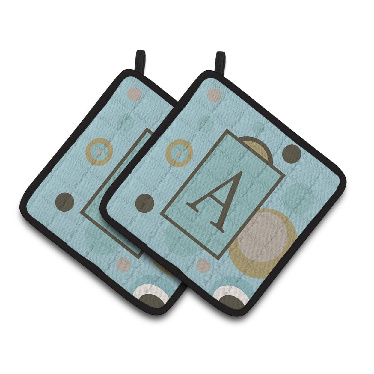 Carolines Treasures CJ1013-APTHD Letter A Monogram - Blue Dots Pair of Pot Holders, 7.5HX7.5W, multicolor