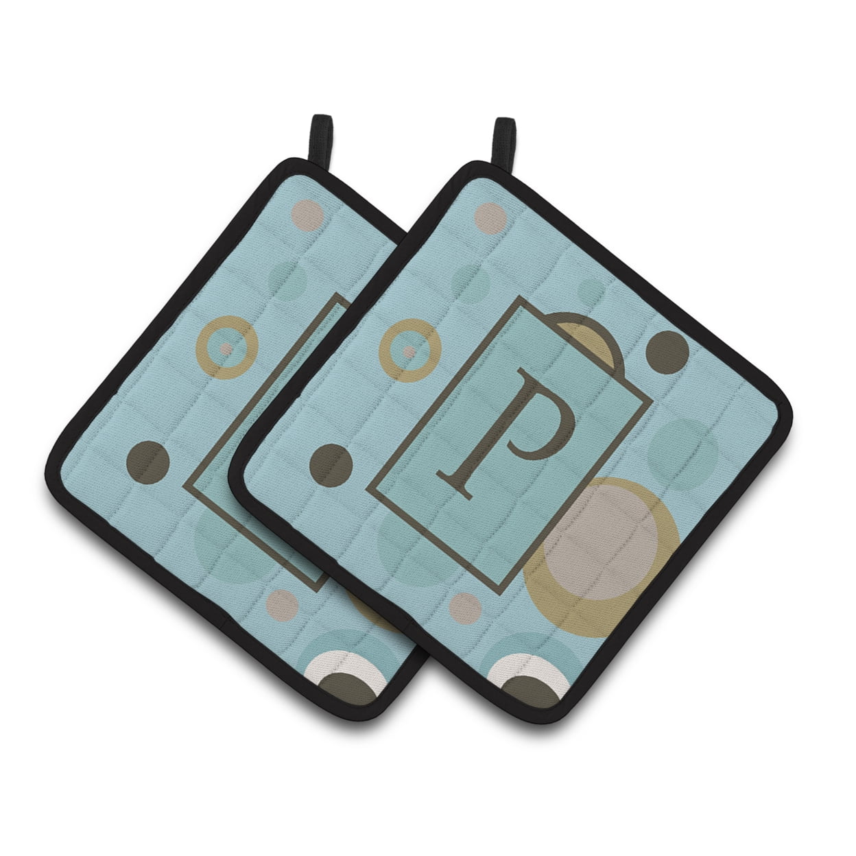 Carolines Treasures CJ1013-PPTHD Letter P Initial Monogram - Blue Dots Pair of Pot Holders, 7.5HX7.5W, multicolor