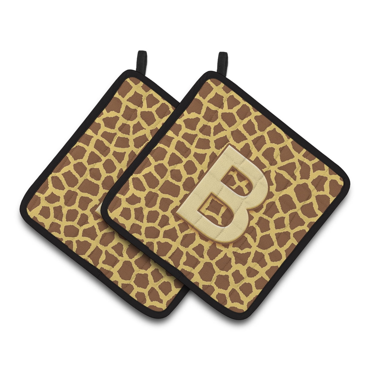 Carolines Treasures CJ1025-BPTHD Letter C Initial Monogram - Giraffe Pair of Pot Holders, 7.5HX7.5W, multicolor