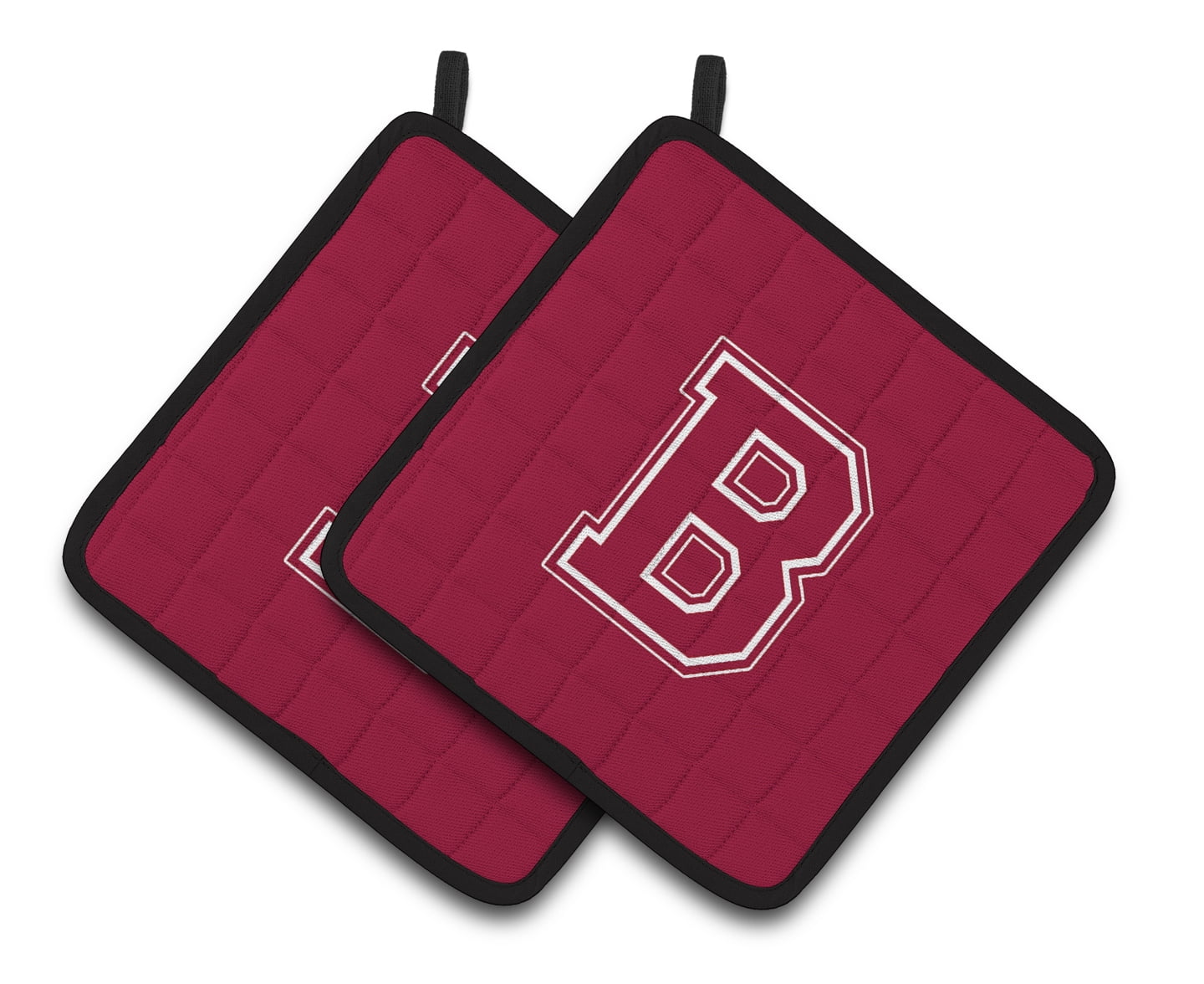 Carolines Treasures CJ1032-BPTHD Letter B Initial Monogram - Maroon and White Pair of Pot Holders, 7.5HX7.5W, multicolor