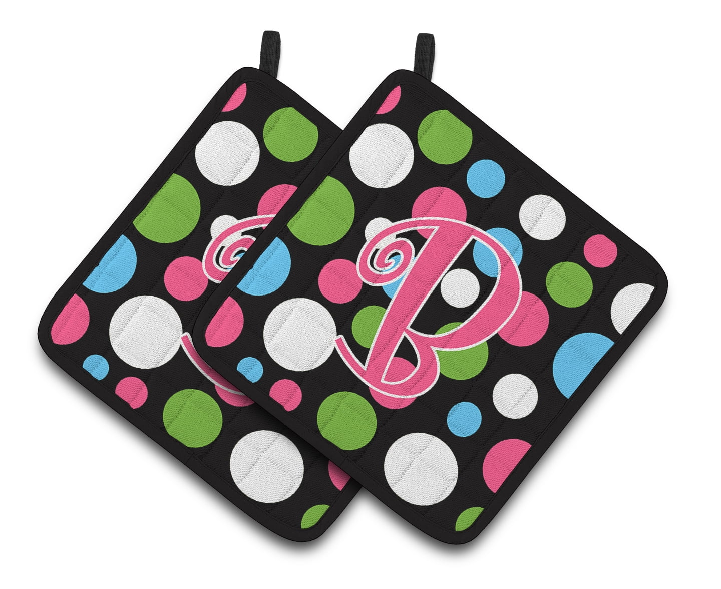 Monogram Initial B Polkadots and Pink Pair of Pot Holders