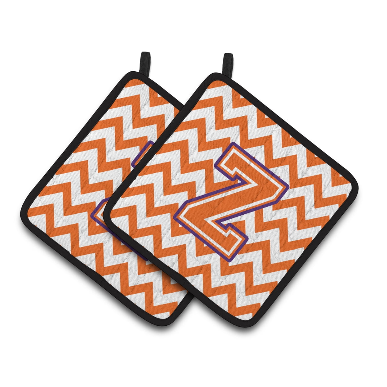 Carolines Treasures CJ1062-ZPTHD Letter Z Chevron Orange and Regalia Pair of Pot Holders, 7.5HX7.5W, multicolor
