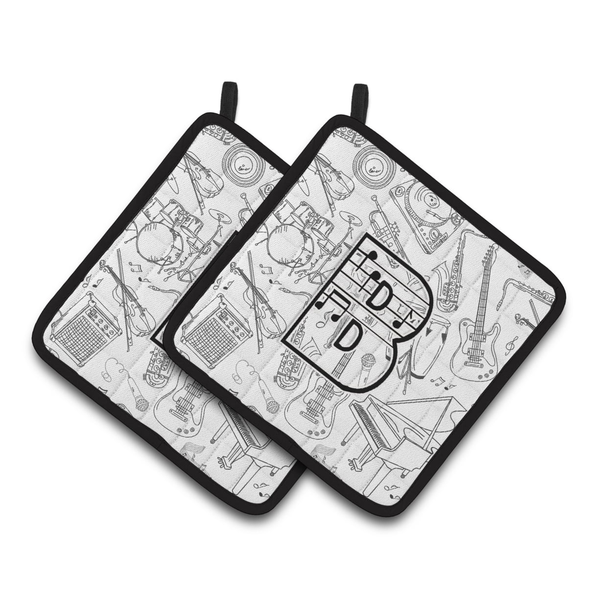 Carolines Treasures CJ2007-BPTHD Letter B Musical Note Letters Pair of Pot Holders, 7.5HX7.5W, multicolor