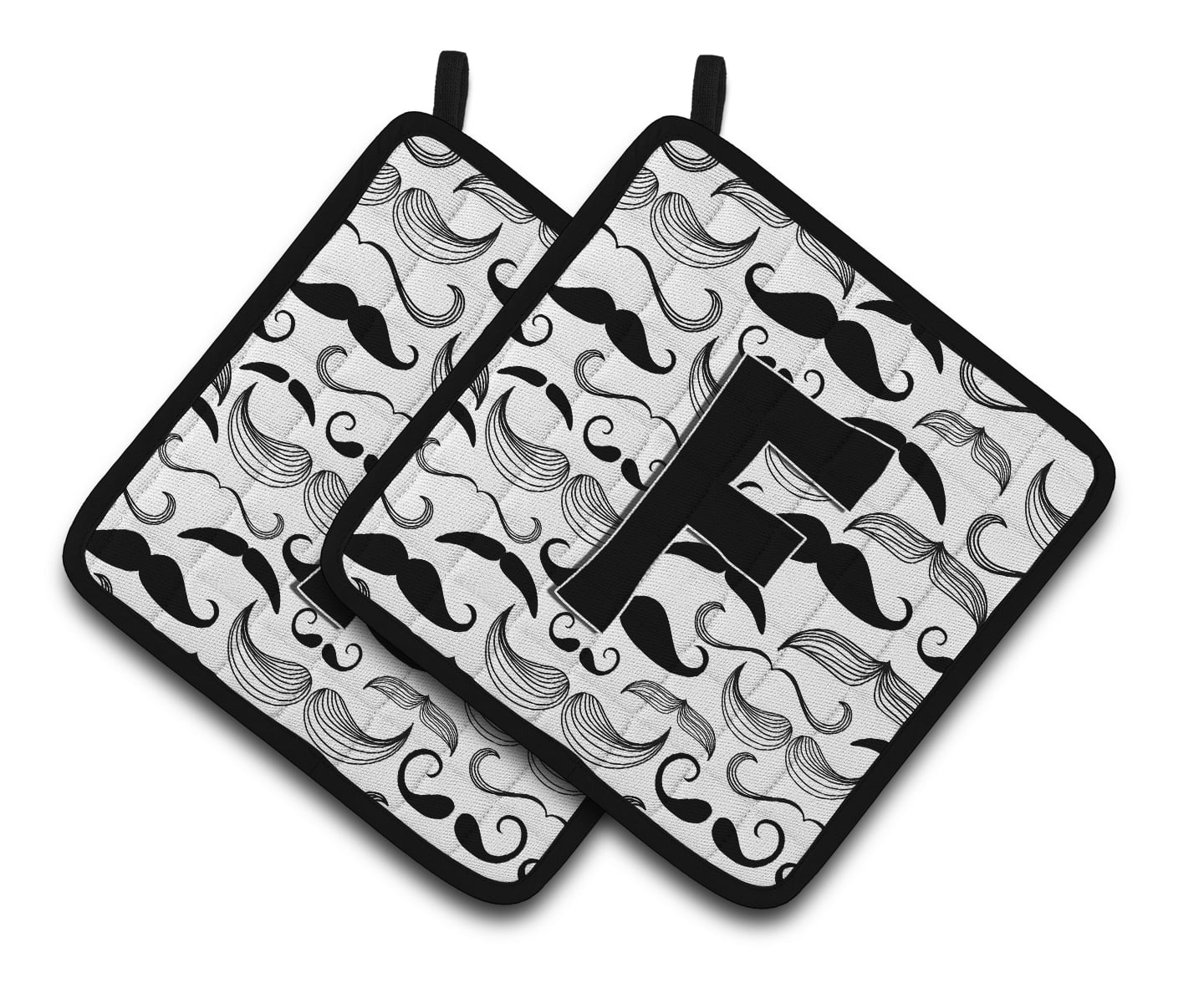 Carolines Treasures CJ2009-FPTHD Letter F Moustache Initial Pair of Pot Holders, 7.5HX7.5W, multicolor