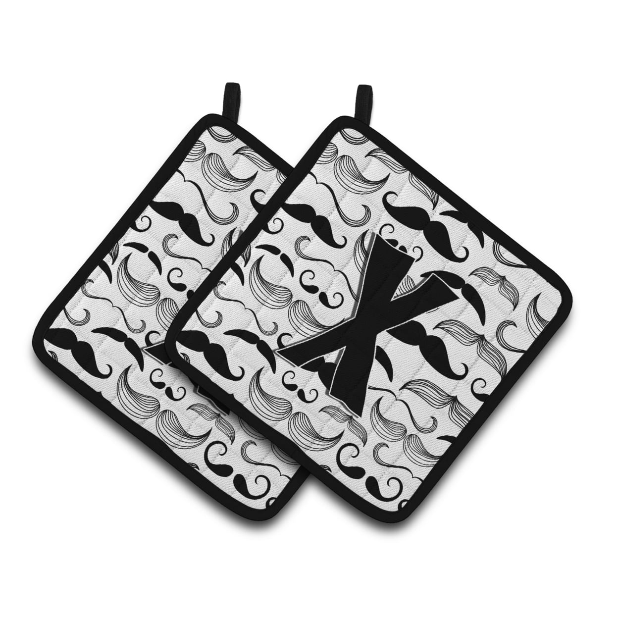 Carolines Treasures CJ2009-XPTHD Letter X Moustache Initial Pair of Pot Holders, 7.5HX7.5W, multicolor