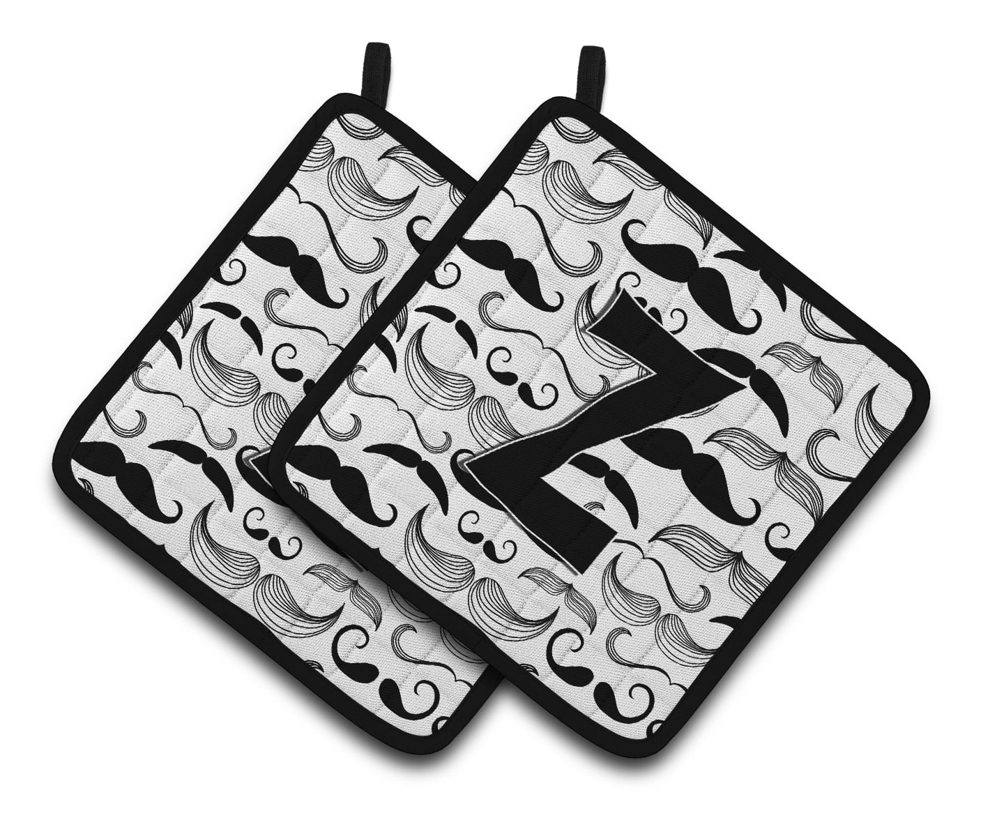 Letter Z Moustache Initial Pair of Pot Holders