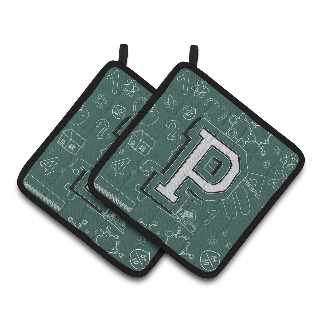 Carolines Treasures CJ2010-PPTHD Letter P Back to School Initial Pair of Pot Holders, 7.5HX7.5W, multicolor
