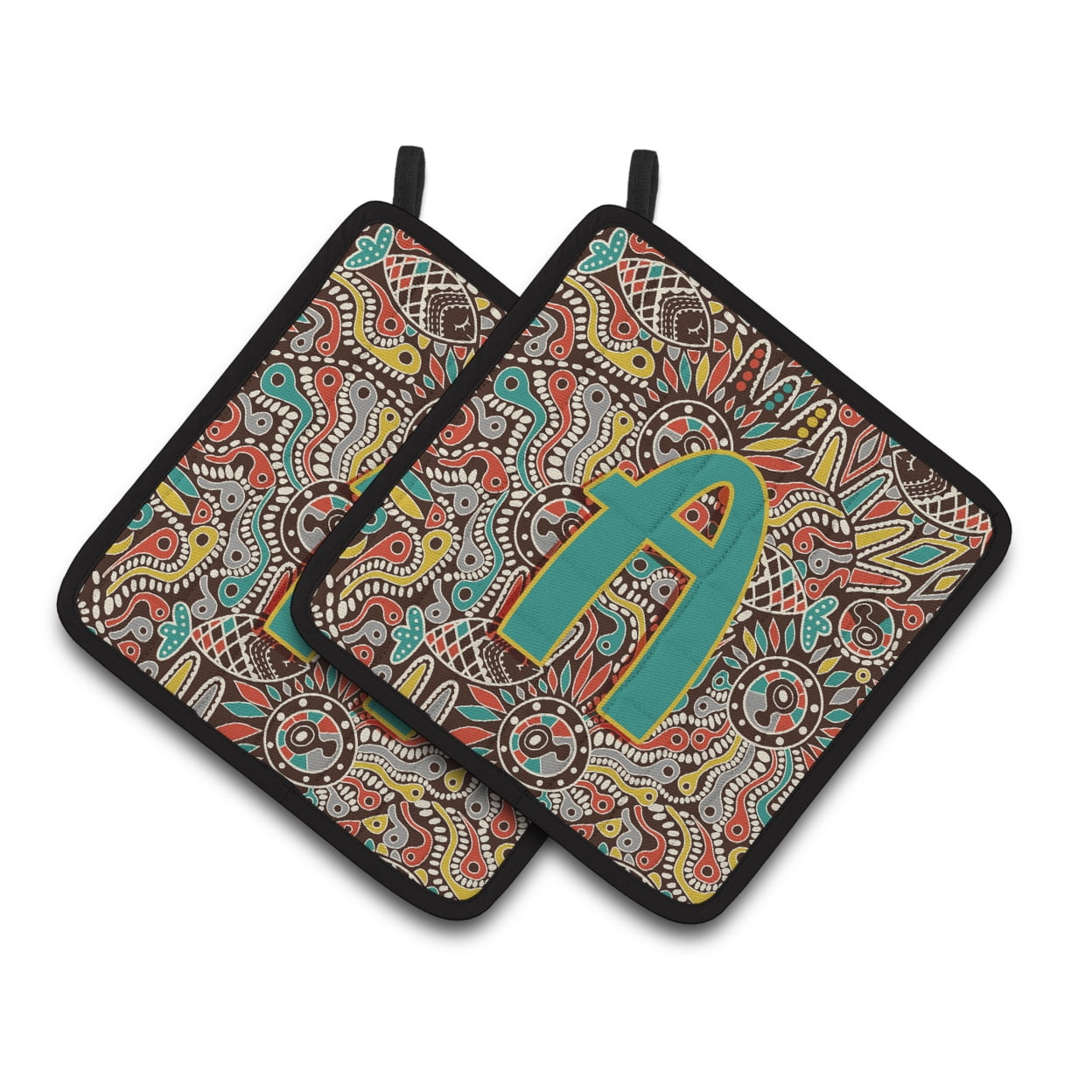Carolines Treasures CJ2013-APTHD Letter A Retro Tribal Alphabet Initial Pair of Pot Holders, 7.5HX7.5W, multicolor