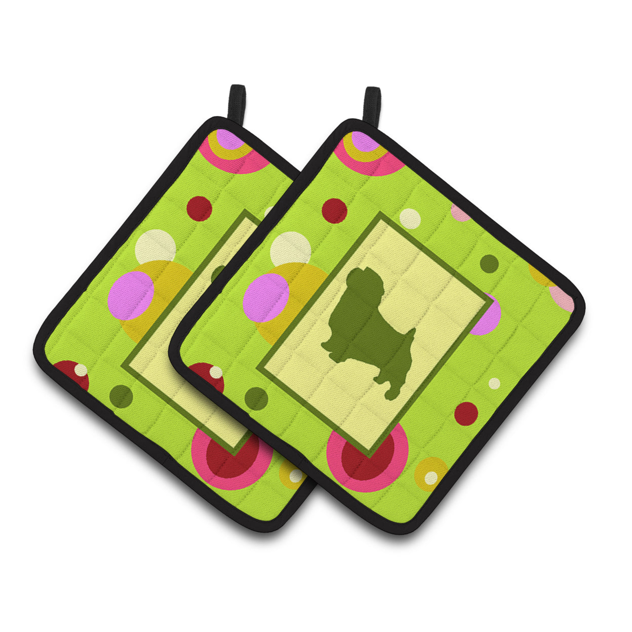 Carolines Treasures CK1047PTHD Lime Green Dots Norfolk Terrier Pair of Pot Holders , 7.5HX7.5W, multicolor
