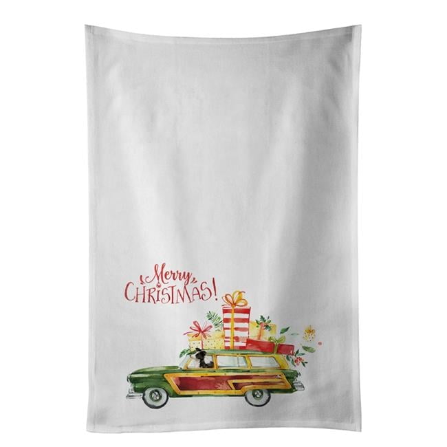 Carolines Treasures CK2445WTKT 28 x 19 in. Unisex Merry Christmas Border Collie White Dish Towels Kitchen Towel - Set of 2