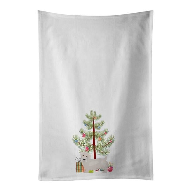 Carolines Treasures CK3457WTKT 28 x 19 in. Unisex Glen of Imal Christmas Tree White Dish Towels Kitchen Towel - Set of 2