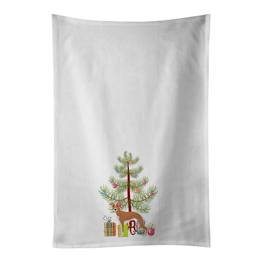 Carolines Treasures CK3460WTKT 28 x 19 in. Unisex Italian Greyhound Christmas Tree White Dish Towels Kitchen Towel - Set of 2