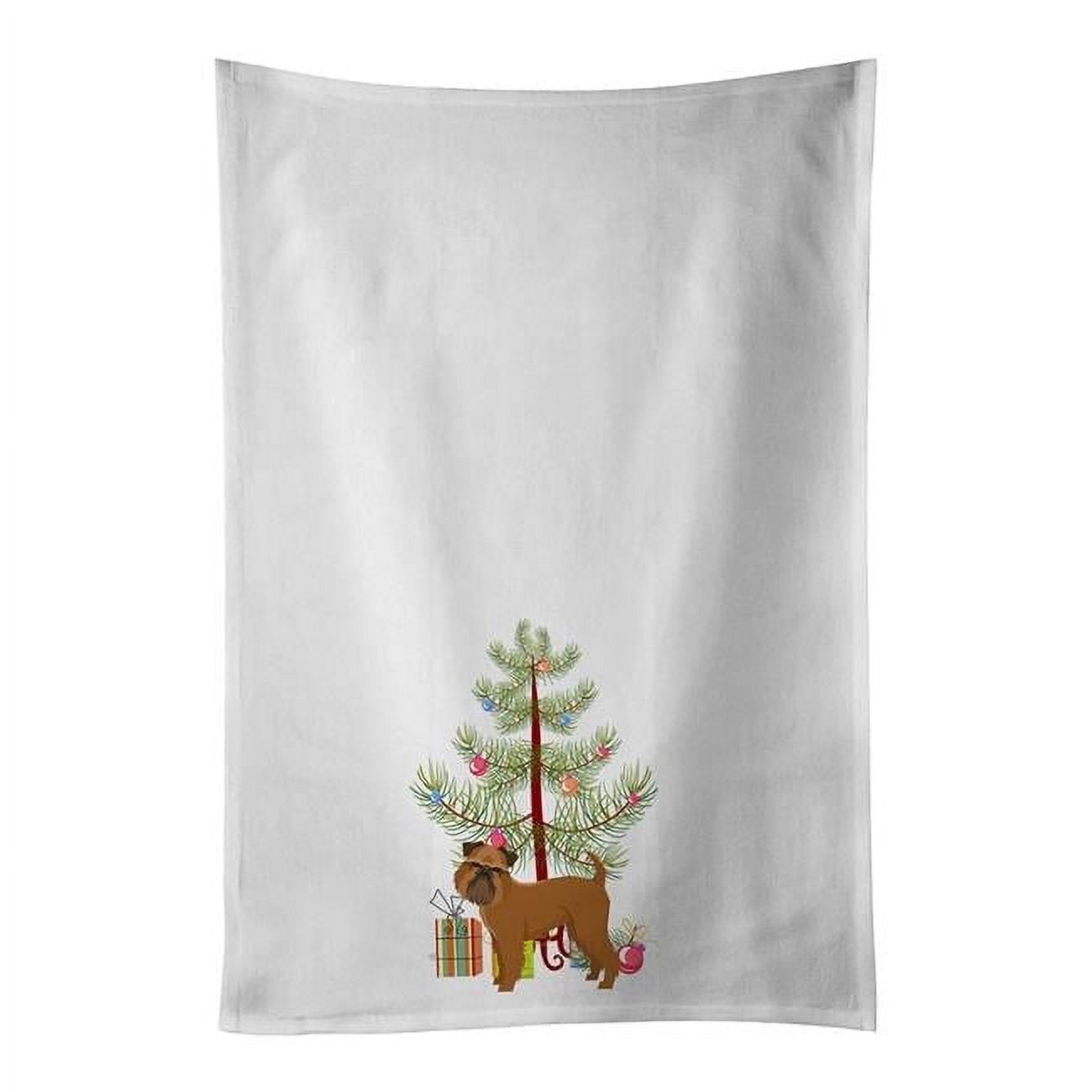 Brussels Griffon Christmas Tree White Kitchen Towel Set of 2 19 in x 28 in