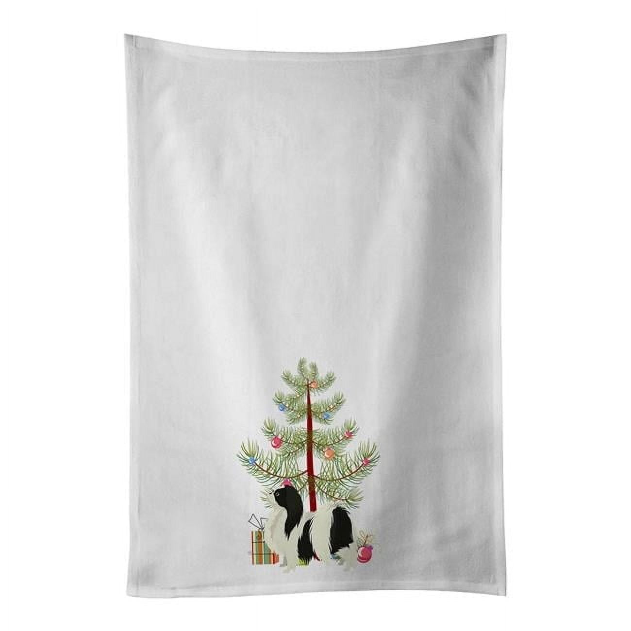 Carolines Treasures CK3548WTKT 28 x 19 in. Unisex Japanese Chin Christmas Tree White Dish Towels Kitchen Towel - Set of 2