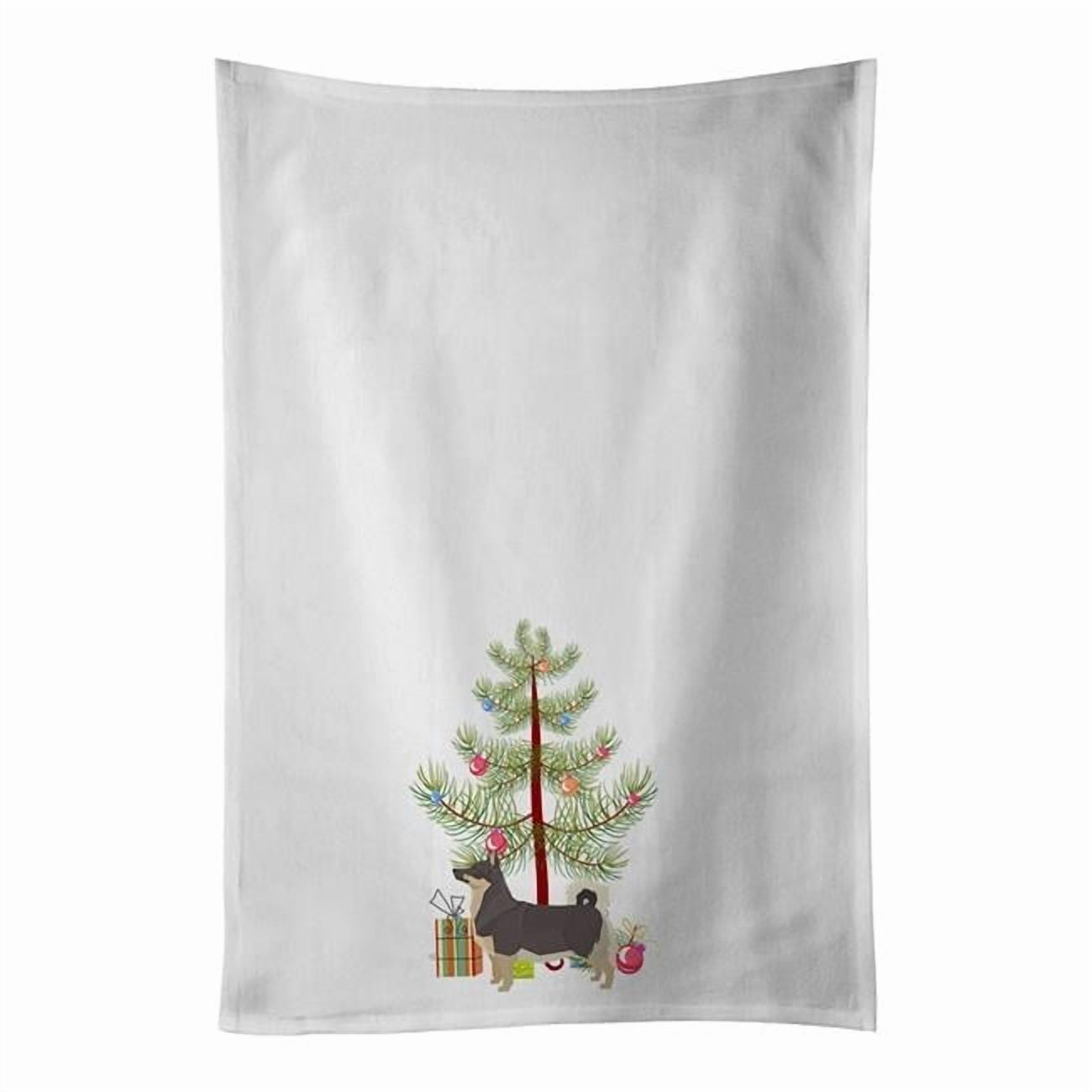 Carolines Treasures CK3566WTKT 28 x 19 in. Unisex Swedish Vallhund Christmas Tree White Dish Towels Kitchen Towel - Set of 2