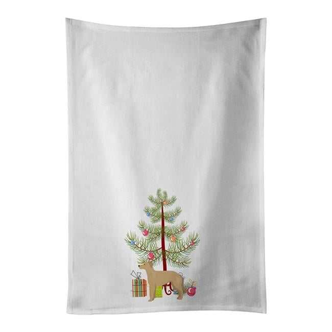 Carolines Treasures CK3834WTKT 28 x 19 in. Unisex German Sheprador No.1 Christmas Tree White Dish Towels Kitchen Towel - Set of 2