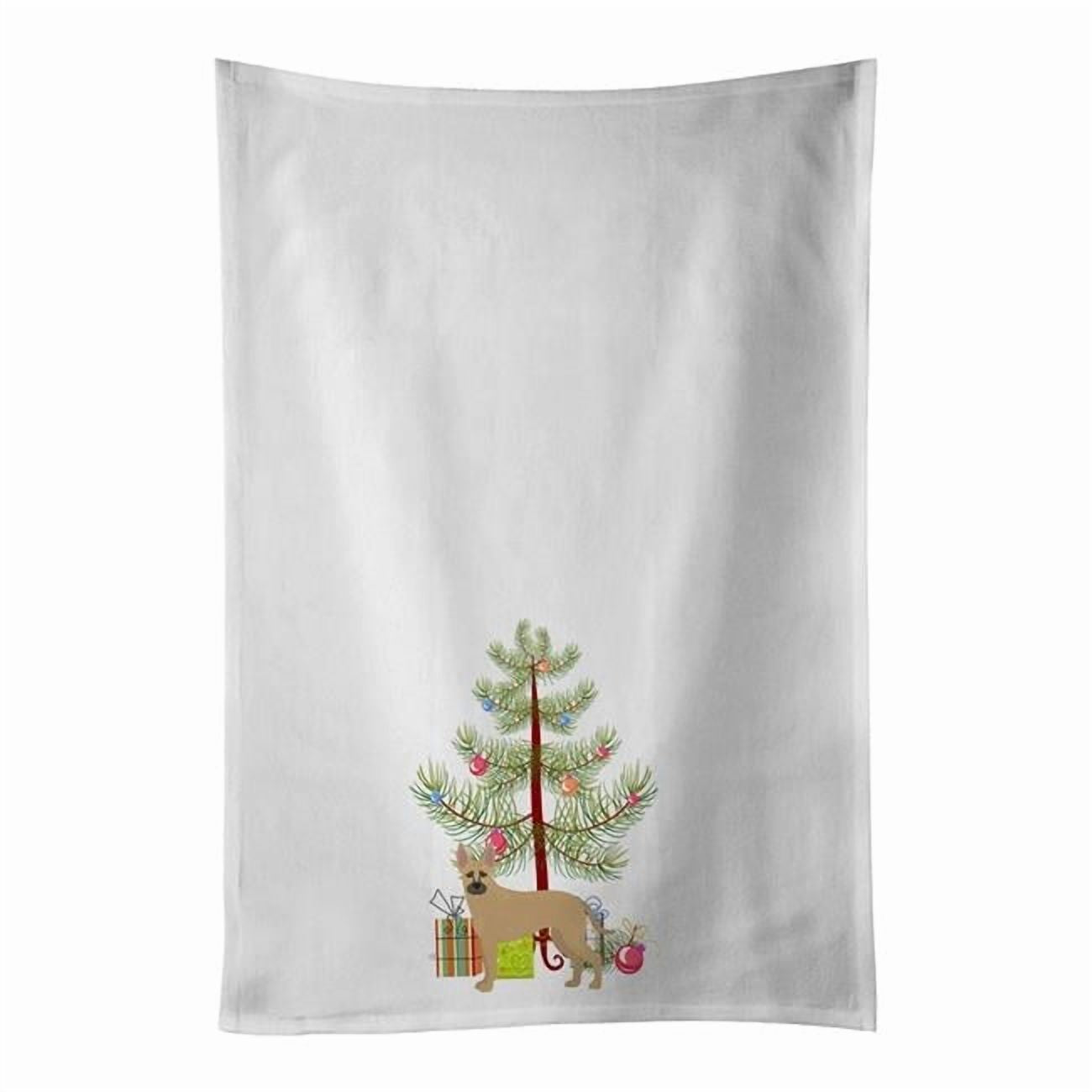 Carolines Treasures CK3870WTKT 28 x 19 in. Unisex Shepherd Pit Mix No.2 Christmas Tree White Dish Towels Kitchen Towel - Set of 2
