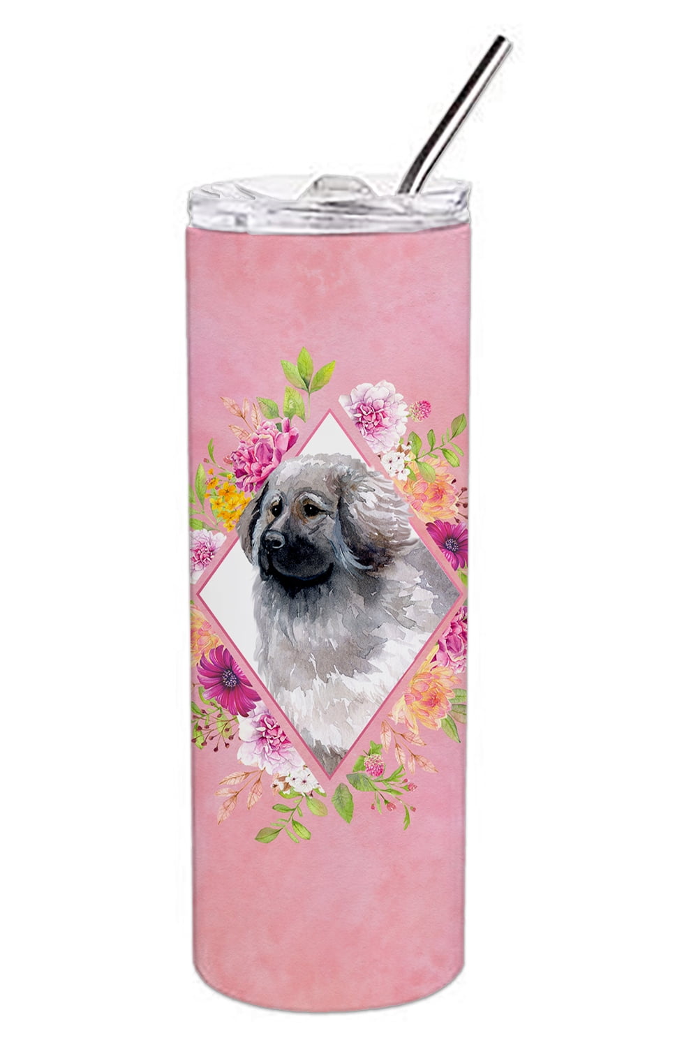 Carolines Treasures CK4162TBL20 Moscow Watchdog Pink Flowers Stainless Steel 20 oz Skinny Tumbler 20 oz multicolor