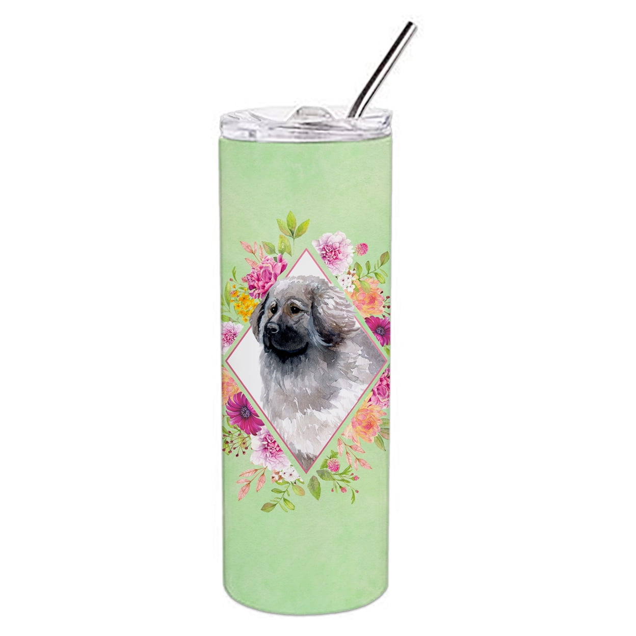 Carolines Treasures CK4322TBL20 Moscow Watchdog Green Flowers Stainless Steel 20 oz Skinny Tumbler 20 oz multicolor