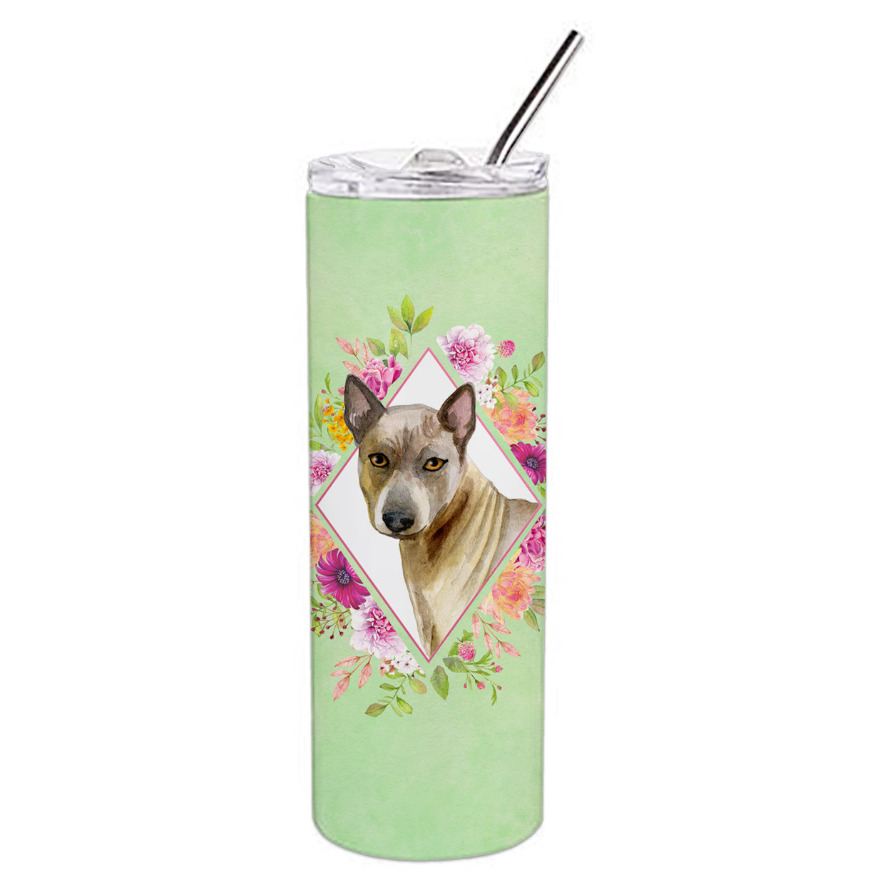 Carolines Treasures CK4348TBL20 Thai Ridgeback Green Flowers Stainless Steel 20 oz Skinny Tumbler 20 oz multicolor
