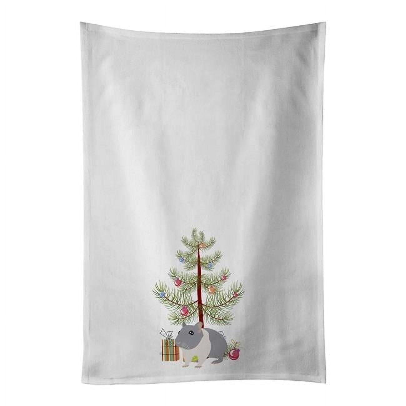 South African Hamster Merry Christmas White Kitchen Towel Set of 2 19 in x 28 in
