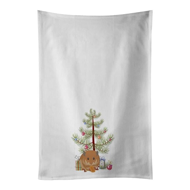 Carolines Treasures CK4456WTKT 28 x 19 in. Unisex Teddy Bear Hamster Merry Christmas White Dish Towels Kitchen Towel - Set of 2