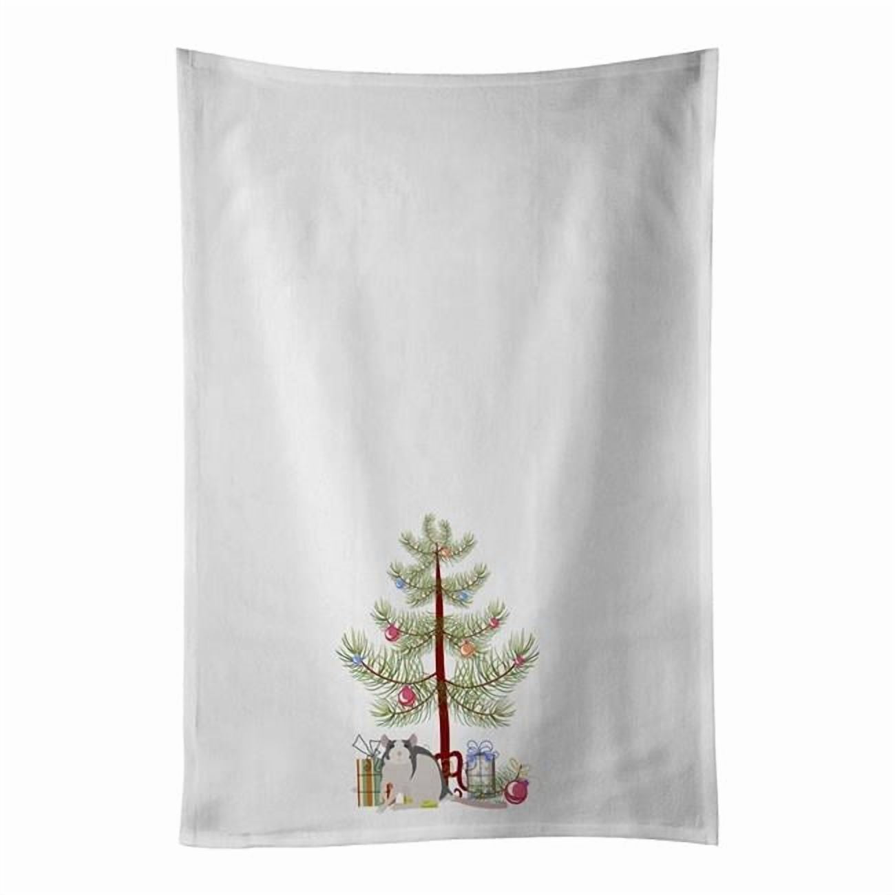 Carolines Treasures CK4473WTKT 28 x 19 in. Unisex Husky Rat Merry Christmas White Dish Towels Kitchen Towel - Set of 2