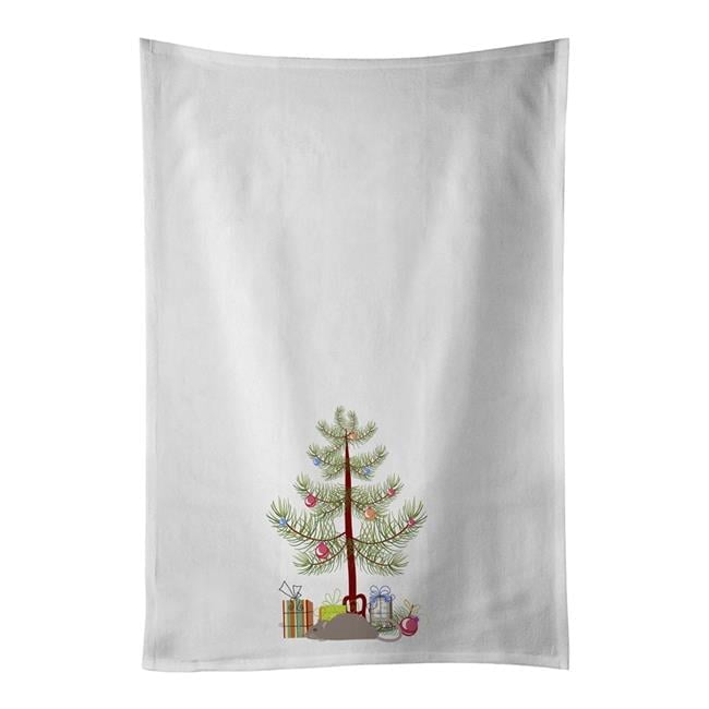 Satin Rat Merry Christmas White Kitchen Towel Set of 2 19 in x 28 in