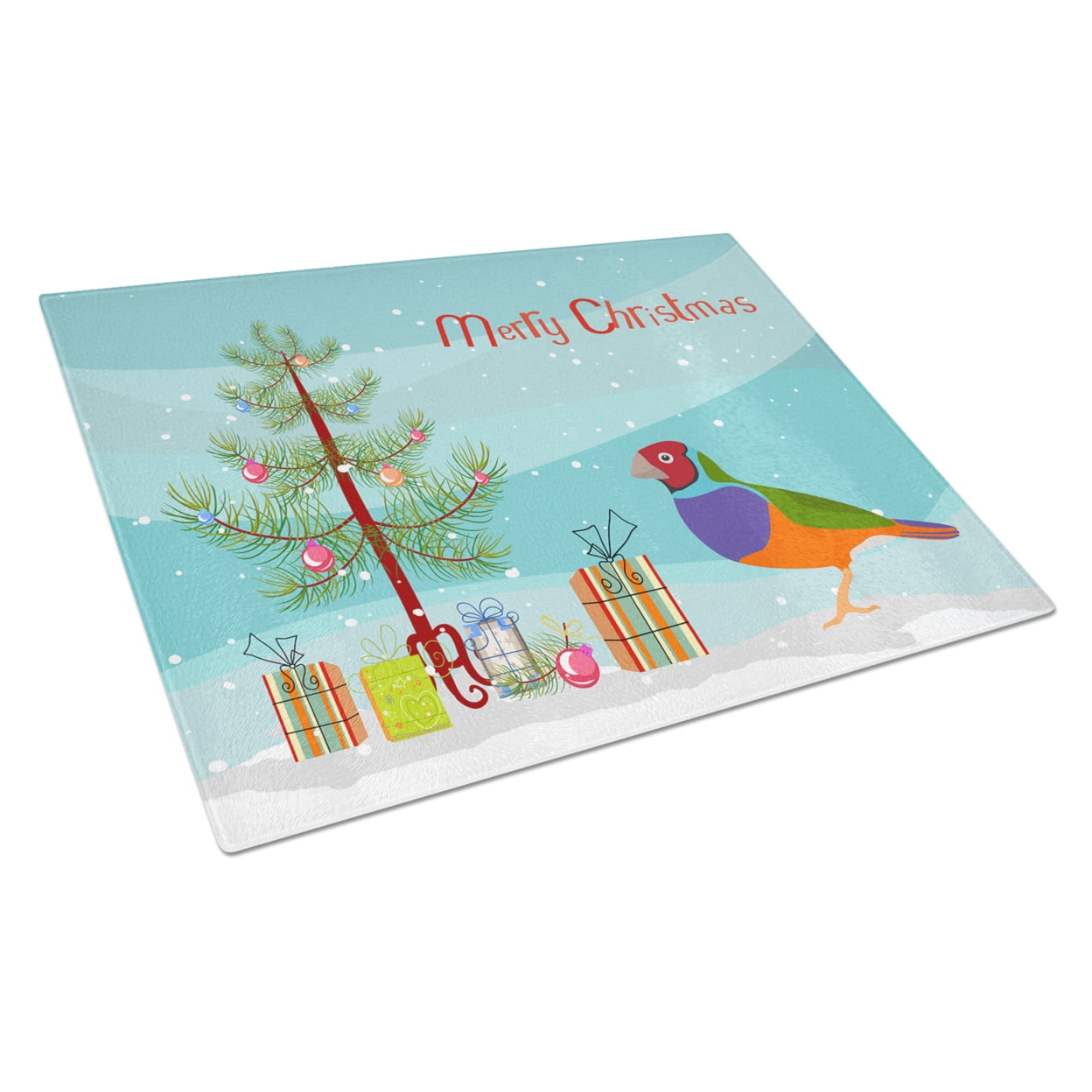 Carolines Treasures CK4486LCB Amadina Merry Christmas Glass Cutting Board Large, 12H x 16W, multicolor