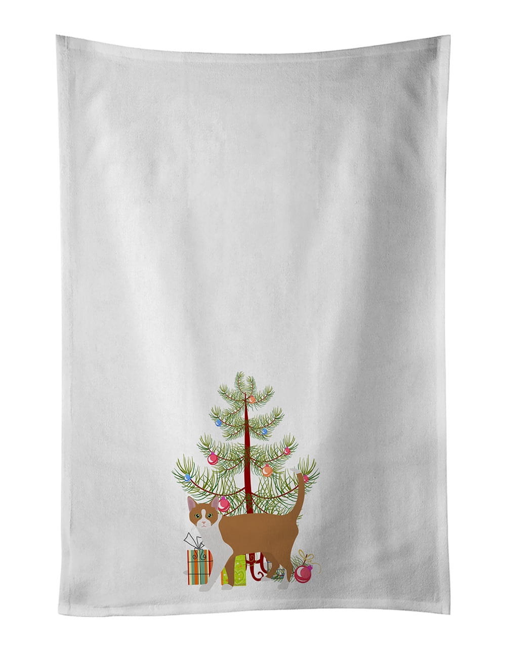 Brazilian Shorthair Cat Merry Christmas White Kitchen Towel Set of 2 19 in x 28 in