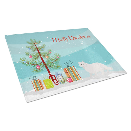 Carolines Treasures CK4589LCB Chinchilla Persian Longhair Cat Merry Christmas Glass Cutting Board Large, 12H x 16W,