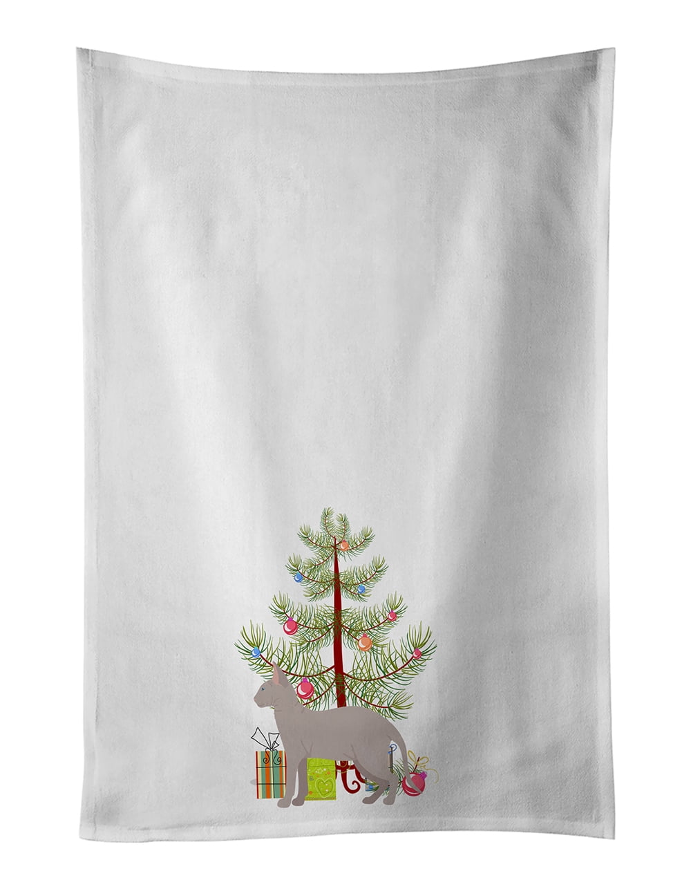 Don Sphynx Cat Merry Christmas White Kitchen Towel Set of 2 19 in x 28 in