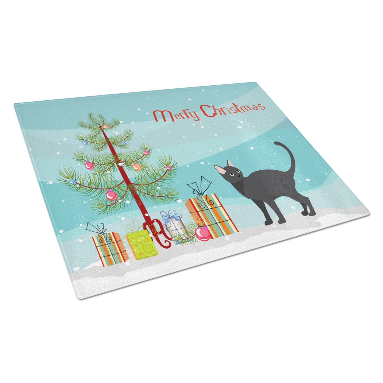 Carolines Treasures CK4651LCB Malayan 2 Cat Merry Christmas Glass Cutting Board Large, 12H x 16W, multicolor