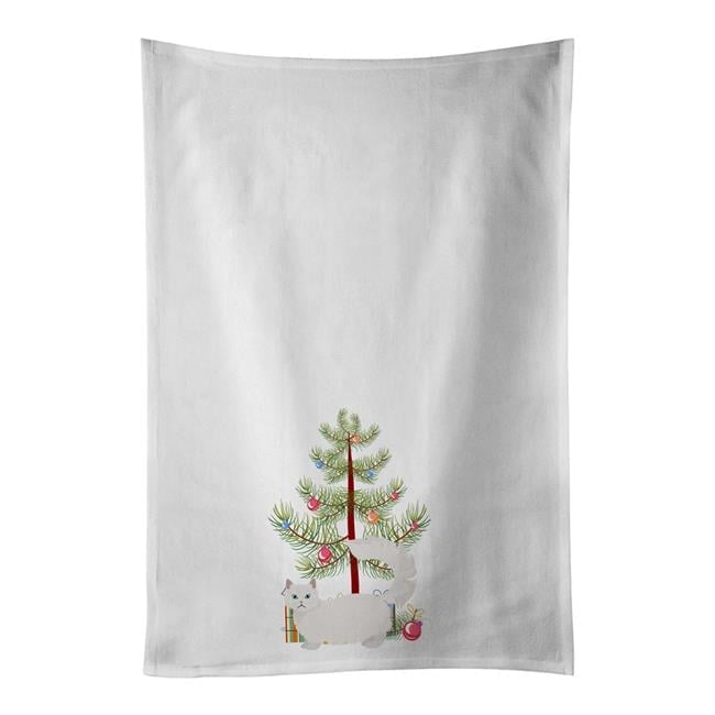 Carolines Treasures CK4659WTKT 28 x 19 in. Unisex Napoleon No.1 Cat Merry Christmas White Dish Towels Kitchen Towel - Set of 2