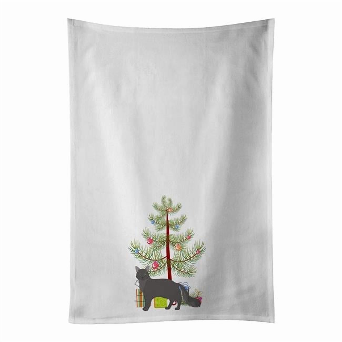 Carolines Treasures CK4661WTKT 28 x 19 in. Unisex Nebelung No.1 Cat Merry Christmas White Dish Towels Kitchen Towel - Set of 2