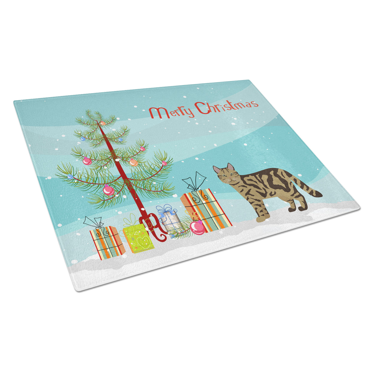 Carolines Treasures CK4706LCB Scottish Straight 2 Cat Merry Christmas Glass Cutting Board Large, 12H x 16W, multicolor