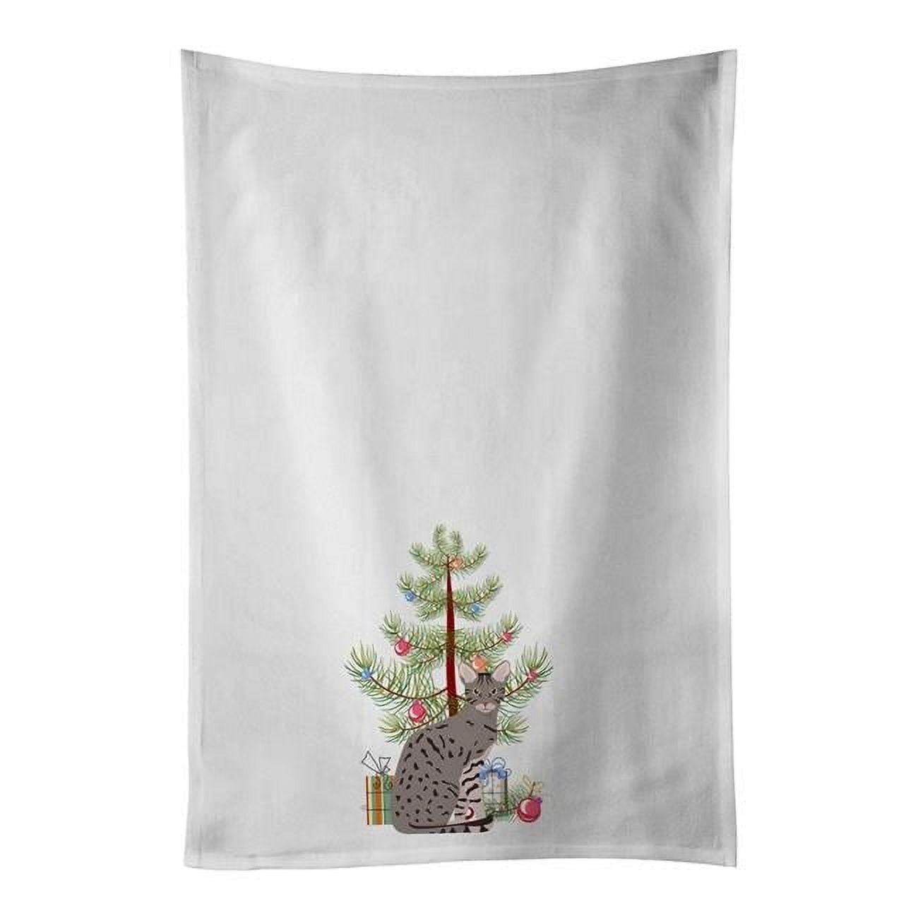 Carolines Treasures CK4779WTKT 28 x 19 in. Unisex Ocicat No.1 Cat Merry Christmas White Dish Towels Kitchen Towel - Set of 2