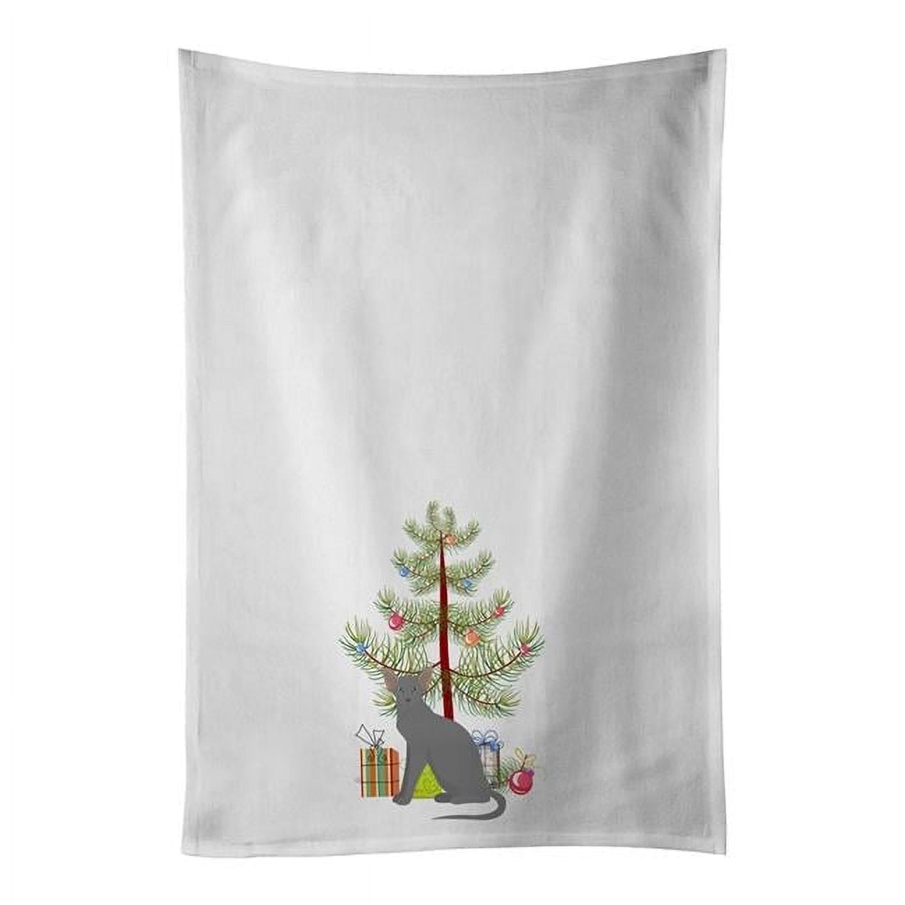 Oriental Shorthair Cat Merry Christmas White Kitchen Towel Set of 2 19 in x 28 in