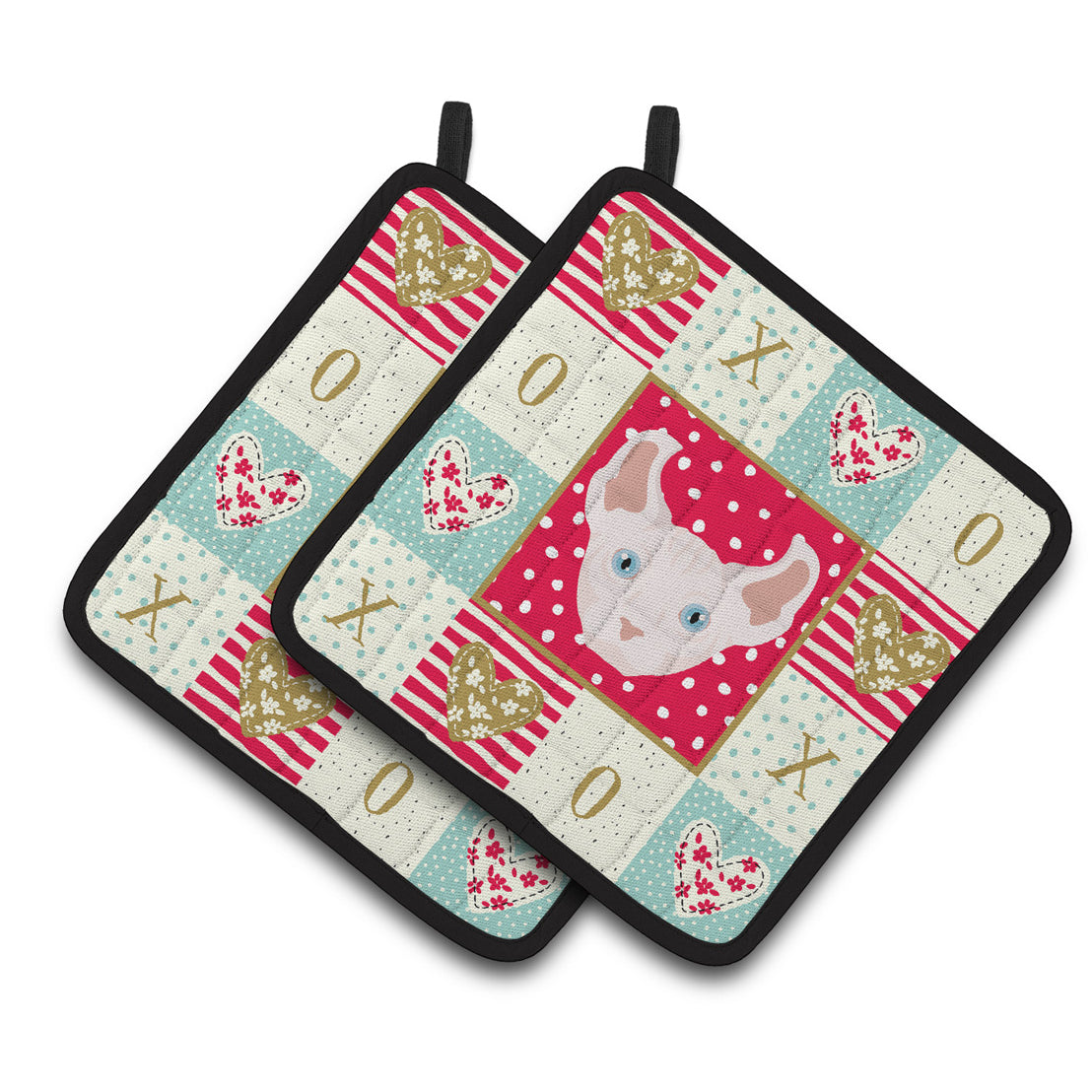 Carolines Treasures CK5113PTHD Dwelf Cat Love Pair of Pot Holders, 7.5HX7.5W, multicolor