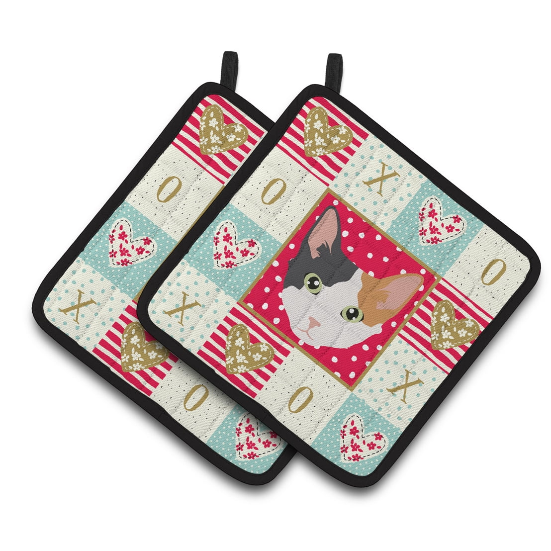 Carolines Treasures CK5166PTHD Skookum Cat Love Pair of Pot Holders, 7.5HX7.5W, multicolor